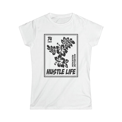 Flower Stamp  | Hustle Life | Women's Soft Style Tee