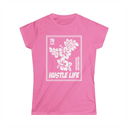 Flower Stamp  | Hustle Life | Women's Soft Style Tee