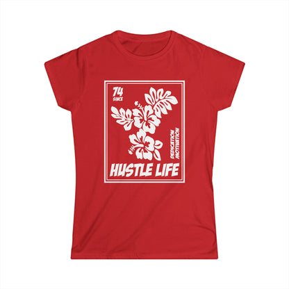 Flower Stamp  | Hustle Life | Women's Soft Style Tee