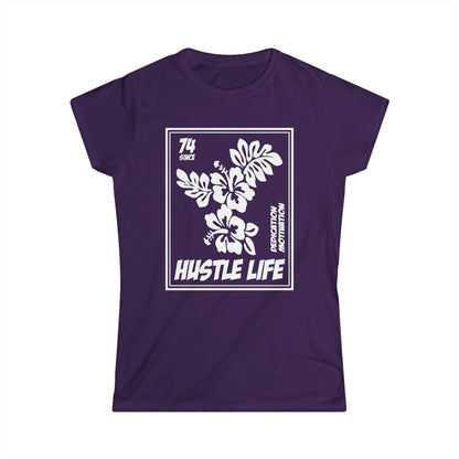 Flower Stamp  | Hustle Life | Women's Soft Style Tee