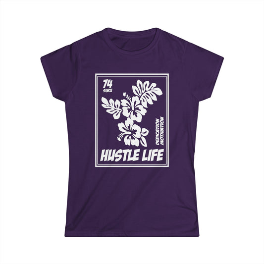Flower Stamp  | Hustle Life | Women's Soft Style Tee